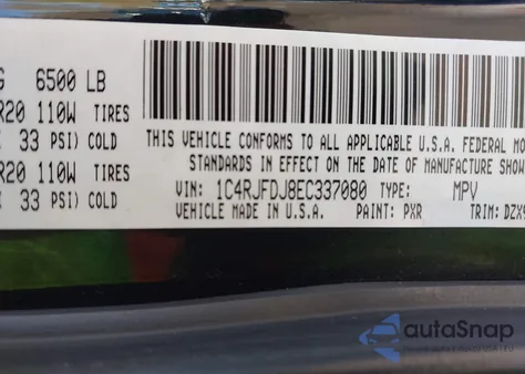 2014 Jeep Grand Cherokee Srt8 from USA, damaged, VIN 1C4RJFDJ8EC337080